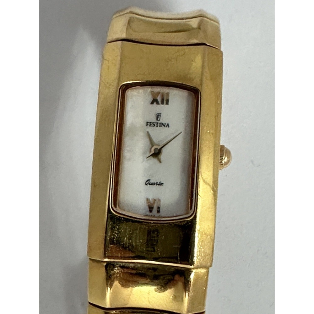 Festina Gold Plated Women Watch New Battery 16043 MOP 17MM‎ Z